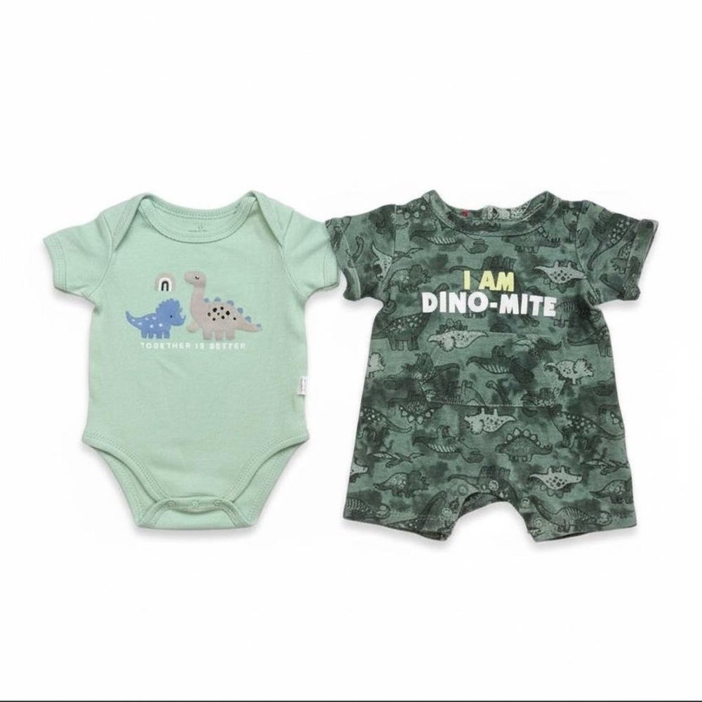 Green Dinosaur Baby Onesies Set 3M